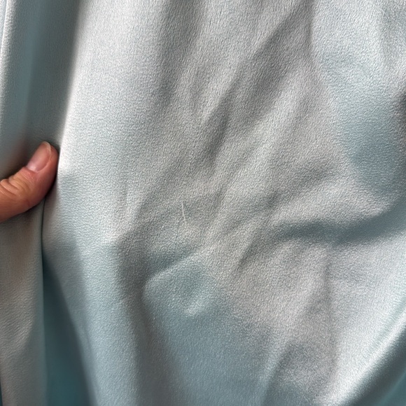 Alice + Olivia Dora Asymmetrical Off The Shoulder Dress in Powder Blue - Picture 6 of 6